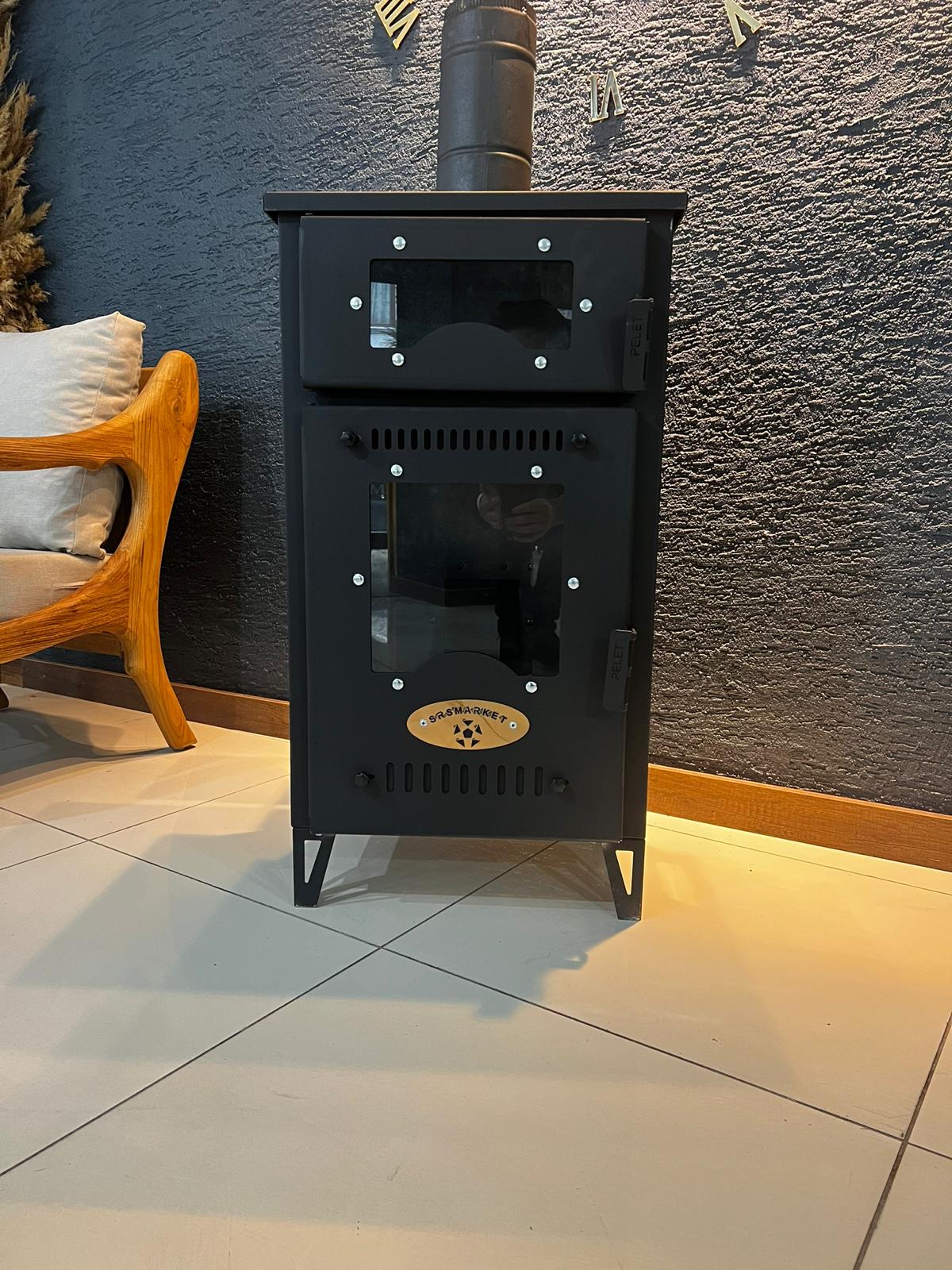 Premium Kuzine Fırınlı Pelet Sobası