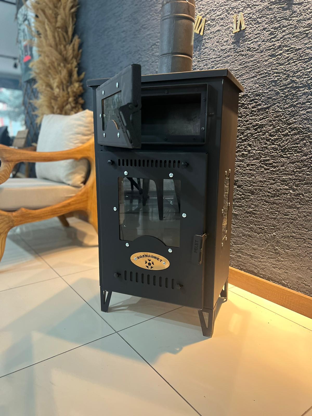 Premium Kuzine Fırınlı Pelet Sobası